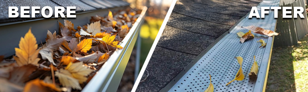 Alurex eavestrough gutter guard before and after